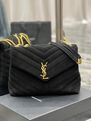 YSL 574946 Saint Laurent Loulou Medium Bag Y-Quilted Leather Black - Default Title - View 1
