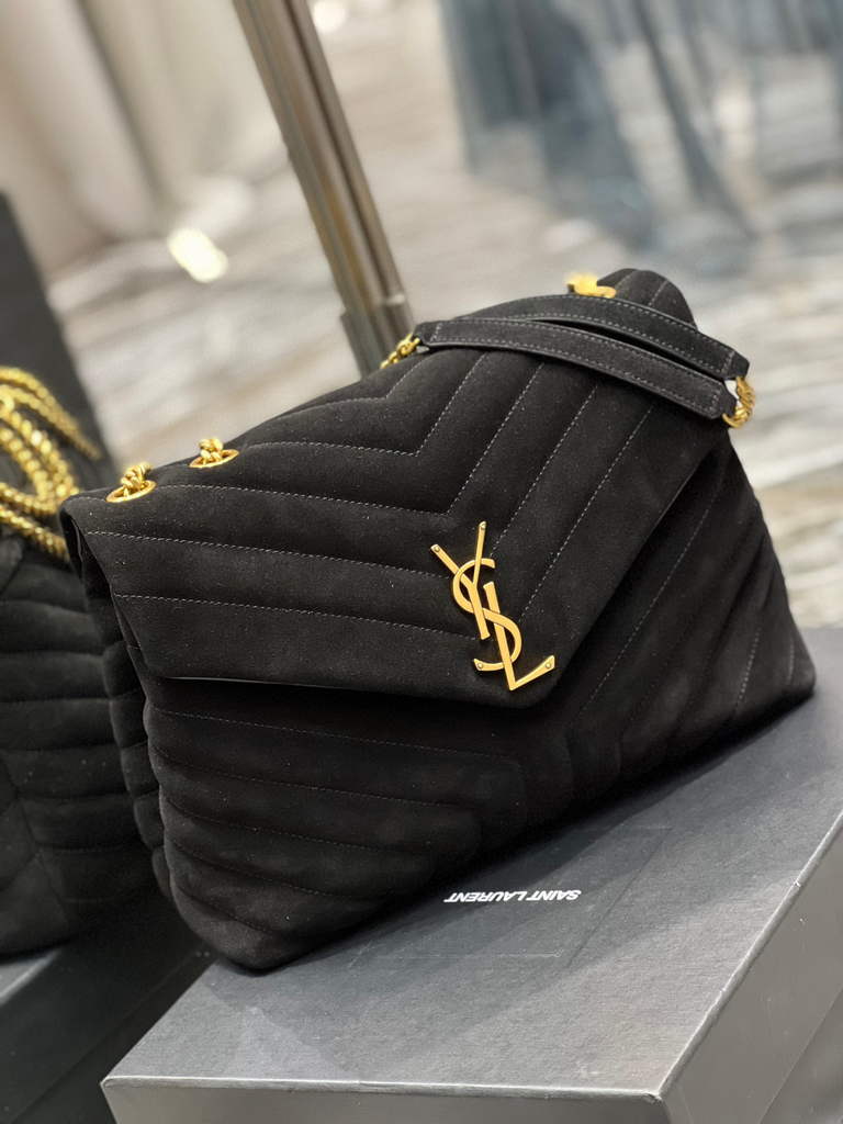 YSL 574946 Saint Laurent Loulou Medium Bag Y-Quilted Leather Black