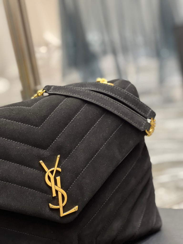 YSL 574946 Saint Laurent Loulou Medium Bag Y-Quilted Leather Black