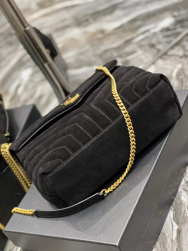 YSL 574946 Saint Laurent Loulou Medium Bag Y-Quilted Leather Black