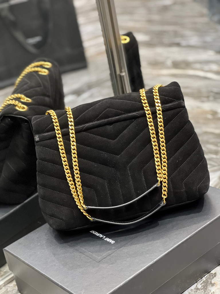 YSL 574946 Saint Laurent Loulou Medium Bag Y-Quilted Leather Black