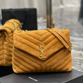 YSL 574946 Saint Laurent Loulou Medium Bag Y-Quilted Leather Brown - Default Title - View 1