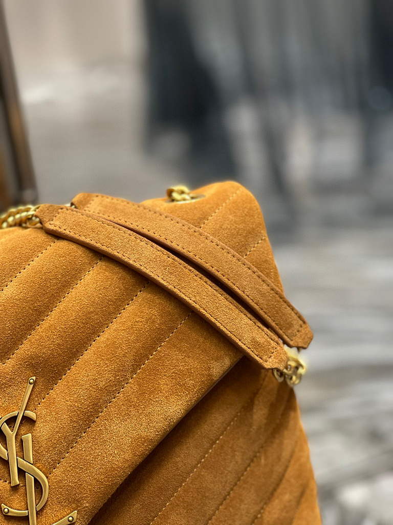 YSL 574946 Saint Laurent Loulou Medium Bag Y-Quilted Leather Brown