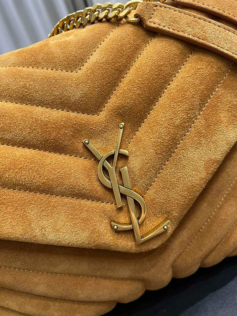 YSL 574946 Saint Laurent Loulou Medium Bag Y-Quilted Leather Brown