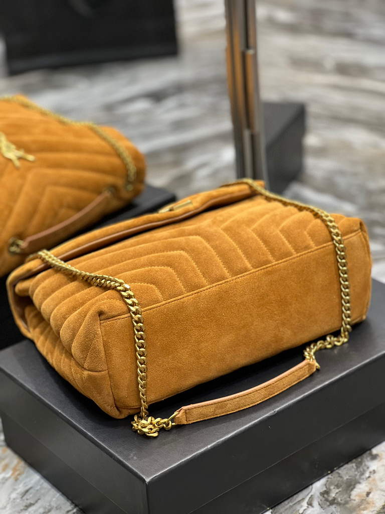 YSL 574946 Saint Laurent Loulou Medium Bag Y-Quilted Leather Brown
