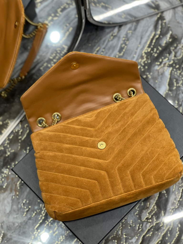 YSL 574946 Saint Laurent Loulou Medium Bag Y-Quilted Leather Brown