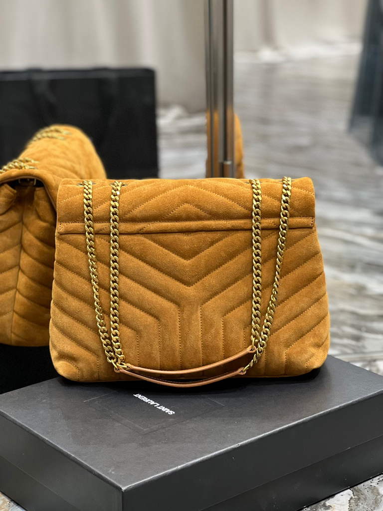 YSL 574946 Saint Laurent Loulou Medium Bag Y-Quilted Leather Brown