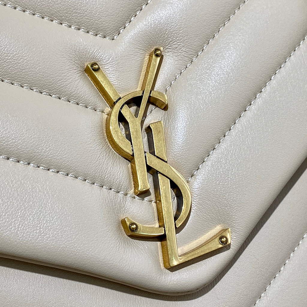 YSL 574946 Saint Laurent Loulou Medium Bag In Matelasse  Y  Leather Apricot