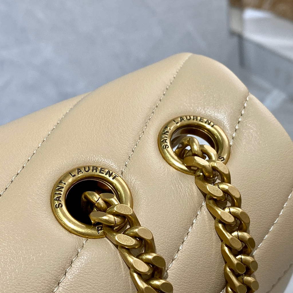 YSL 574946 Saint Laurent Loulou Medium Bag In Matelasse  Y  Leather Apricot