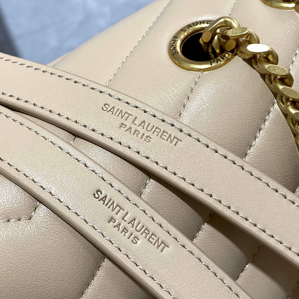 YSL 574946 Saint Laurent Loulou Medium Bag In Matelasse  Y  Leather Apricot