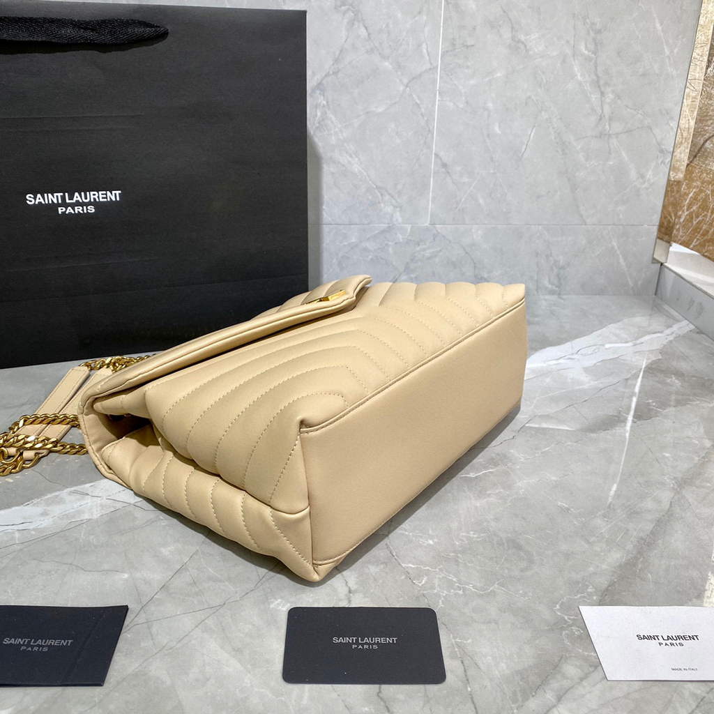 YSL 574946 Saint Laurent Loulou Medium Bag In Matelasse  Y  Leather Apricot