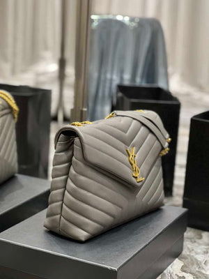 YSL 574946 Saint Laurent Loulou Medium Bag In Y-Quilted Leather Gray - Default Title - View 5