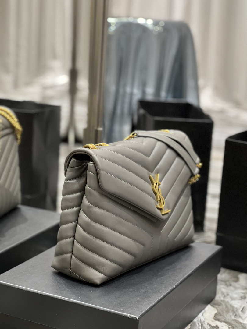 YSL 574946 Saint Laurent Loulou Medium Bag In Y-Quilted Leather Gray