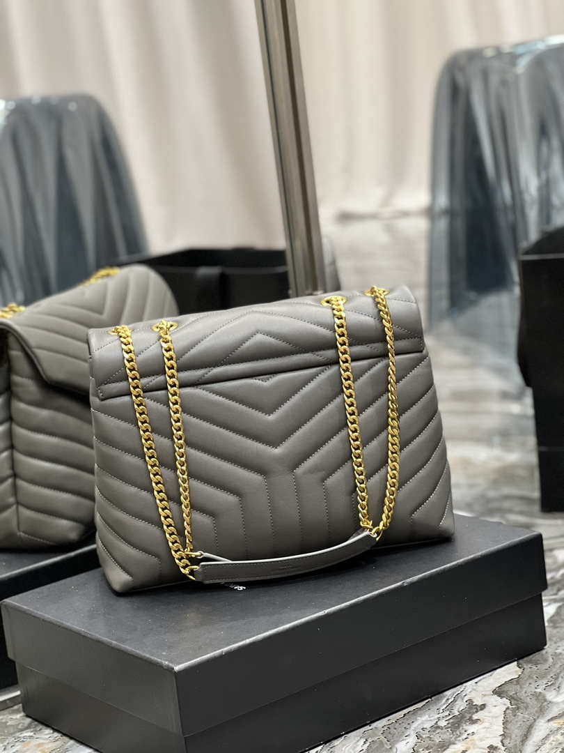 YSL 574946 Saint Laurent Loulou Medium Bag In Y-Quilted Leather Gray