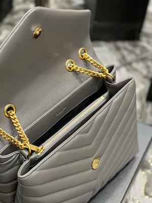 YSL 574946 Saint Laurent Loulou Medium Bag In Y-Quilted Leather Gray - Default Title - View 9