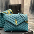 YSL 574946 Saint Laurent Loulou Medium Bag In Y-Quilted Leather pine green - Default Title - View 1
