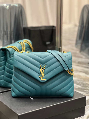YSL 574946 Saint Laurent Loulou Medium Bag In Y-Quilted Leather pine green - Default Title - View 1