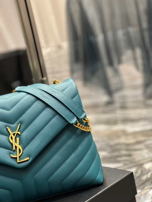 YSL 574946 Saint Laurent Loulou Medium Bag In Y-Quilted Leather pine green - Default Title - View 3