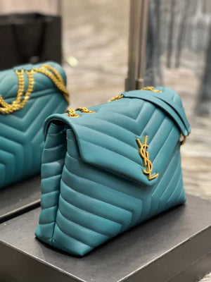 YSL 574946 Saint Laurent Loulou Medium Bag In Y-Quilted Leather pine green - Default Title - View 5