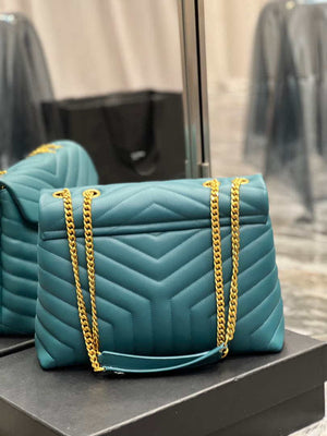 YSL 574946 Saint Laurent Loulou Medium Bag In Y-Quilted Leather pine green - Default Title - View 6
