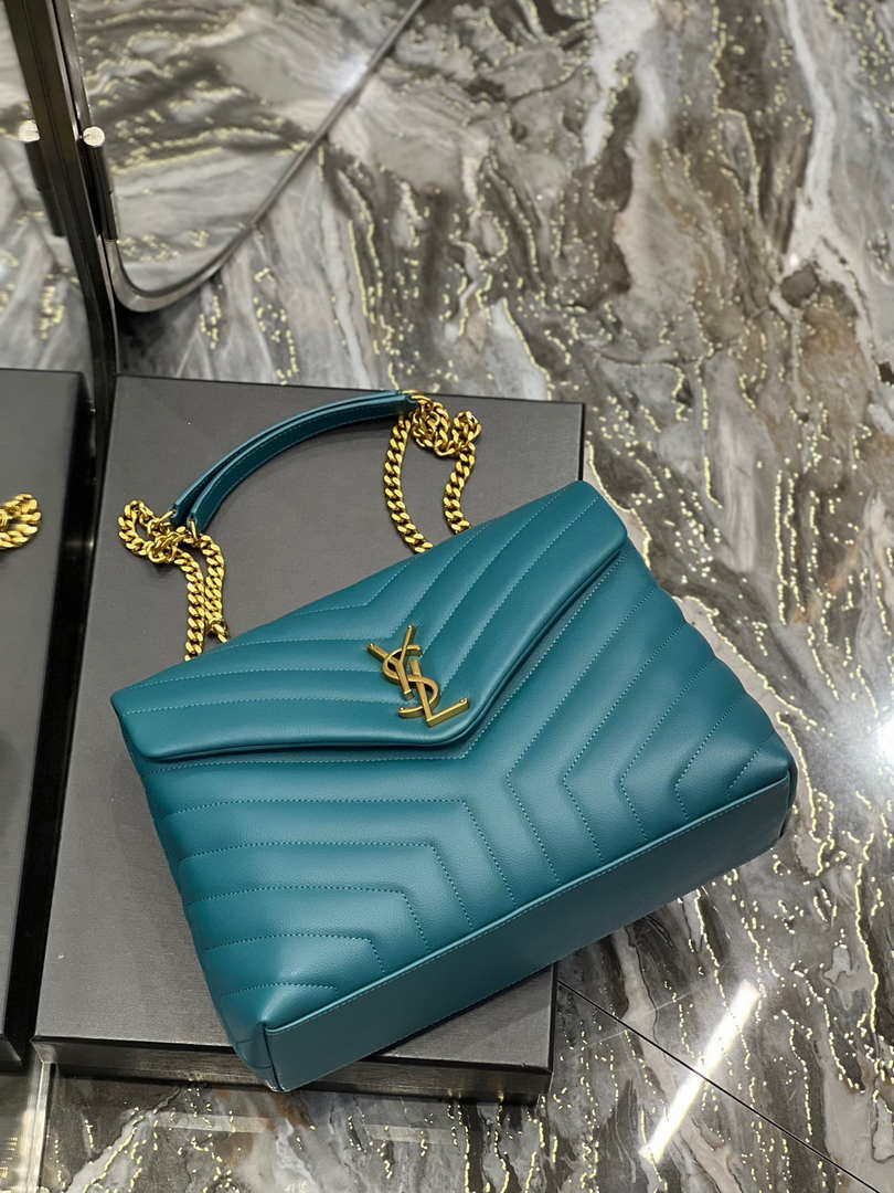 YSL 574946 Saint Laurent Loulou Medium Bag In Y-Quilted Leather pine green - Default Title - View 7