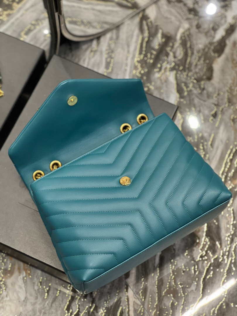 YSL 574946 Saint Laurent Loulou Medium Bag In Y-Quilted Leather pine green - Default Title - View 8