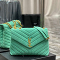 YSL 574946 Saint Laurent Loulou Medium Bag Y-Quilted Leather Green - Default Title - View 1