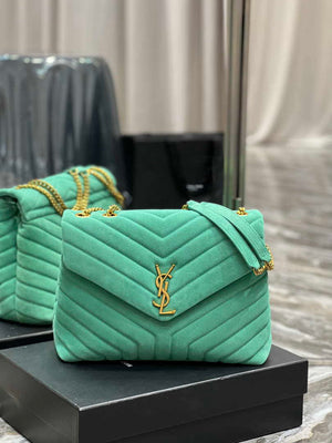 YSL 574946 Saint Laurent Loulou Medium Bag Y-Quilted Leather Green - Default Title - View 1