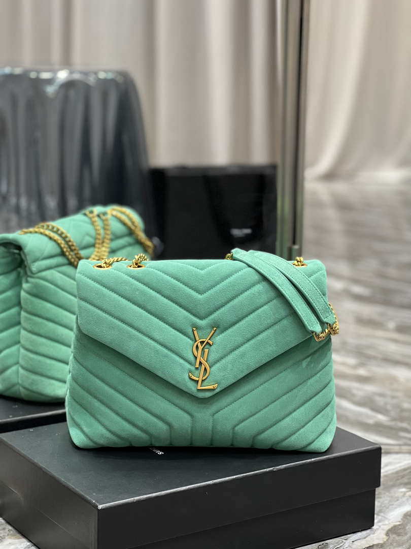 YSL 574946 Saint Laurent Loulou Medium Bag Y-Quilted Leather Green - Default Title - View 1