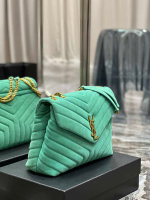 YSL 574946 Saint Laurent Loulou Medium Bag Y-Quilted Leather Green - Default Title - View 5