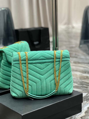 YSL 574946 Saint Laurent Loulou Medium Bag Y-Quilted Leather Green - Default Title - View 6