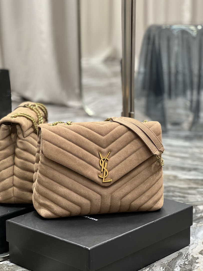 YSL 574946 Saint Laurent Loulou Medium Bag Y-Quilted Leather Light Brown