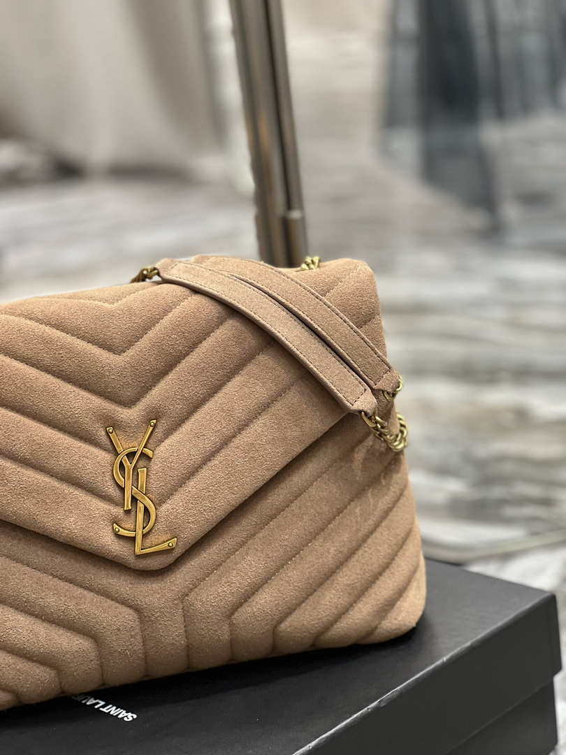 YSL 574946 Saint Laurent Loulou Medium Bag Y-Quilted Leather Light Brown