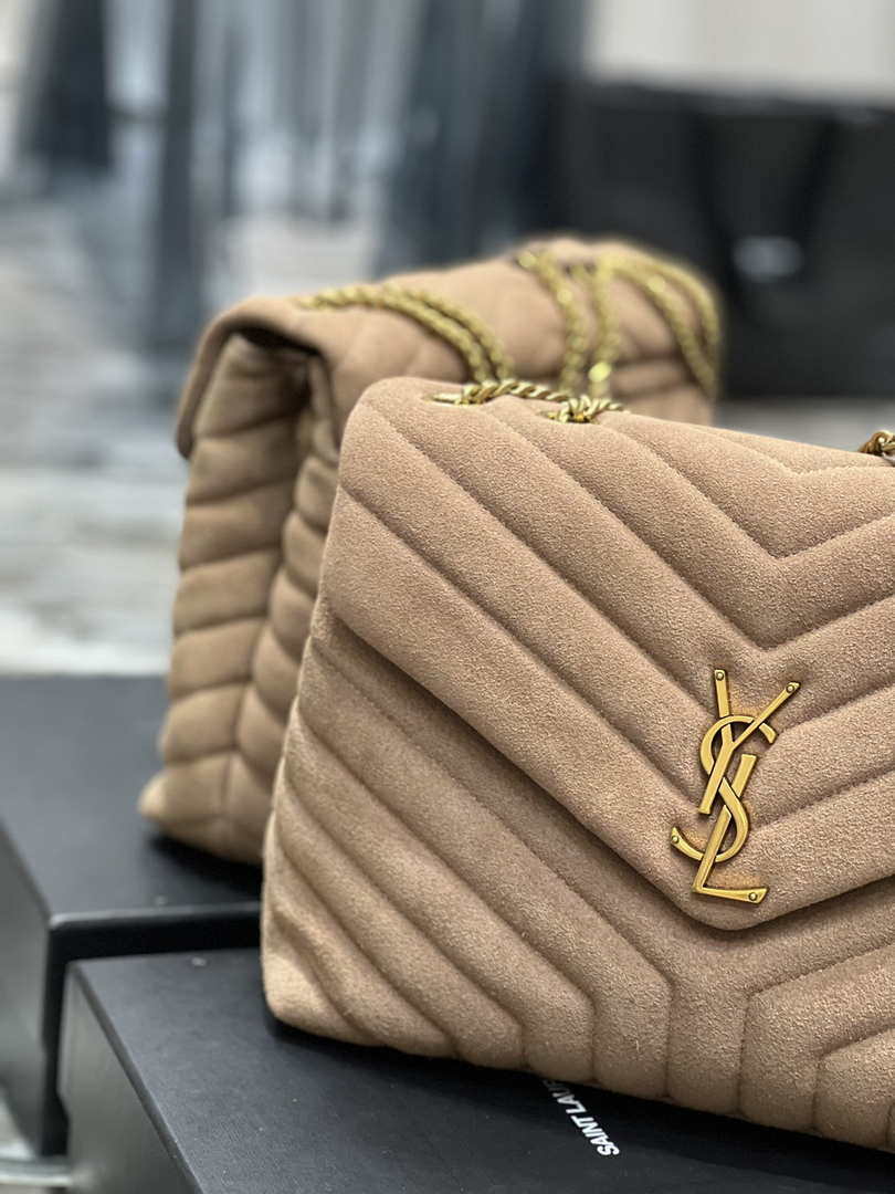 YSL 574946 Saint Laurent Loulou Medium Bag Y-Quilted Leather Light Brown