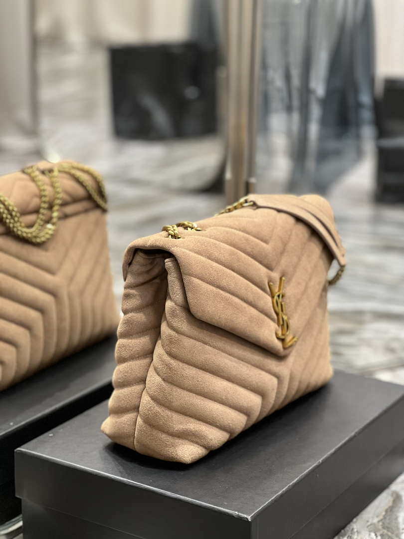 YSL 574946 Saint Laurent Loulou Medium Bag Y-Quilted Leather Light Brown
