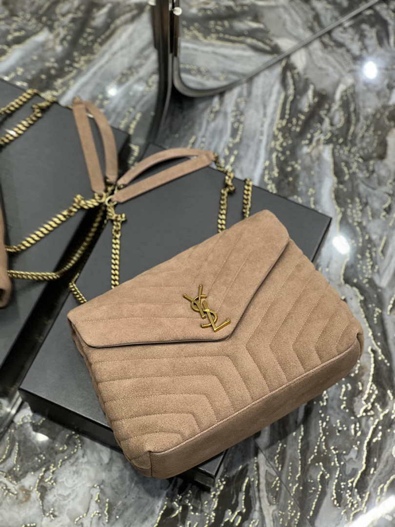 YSL 574946 Saint Laurent Loulou Medium Bag Y-Quilted Leather Light Brown