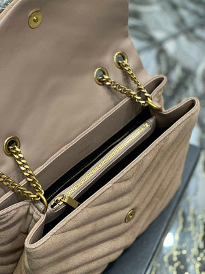 YSL 574946 Saint Laurent Loulou Medium Bag Y-Quilted Leather Light Brown - Default Title - View 9