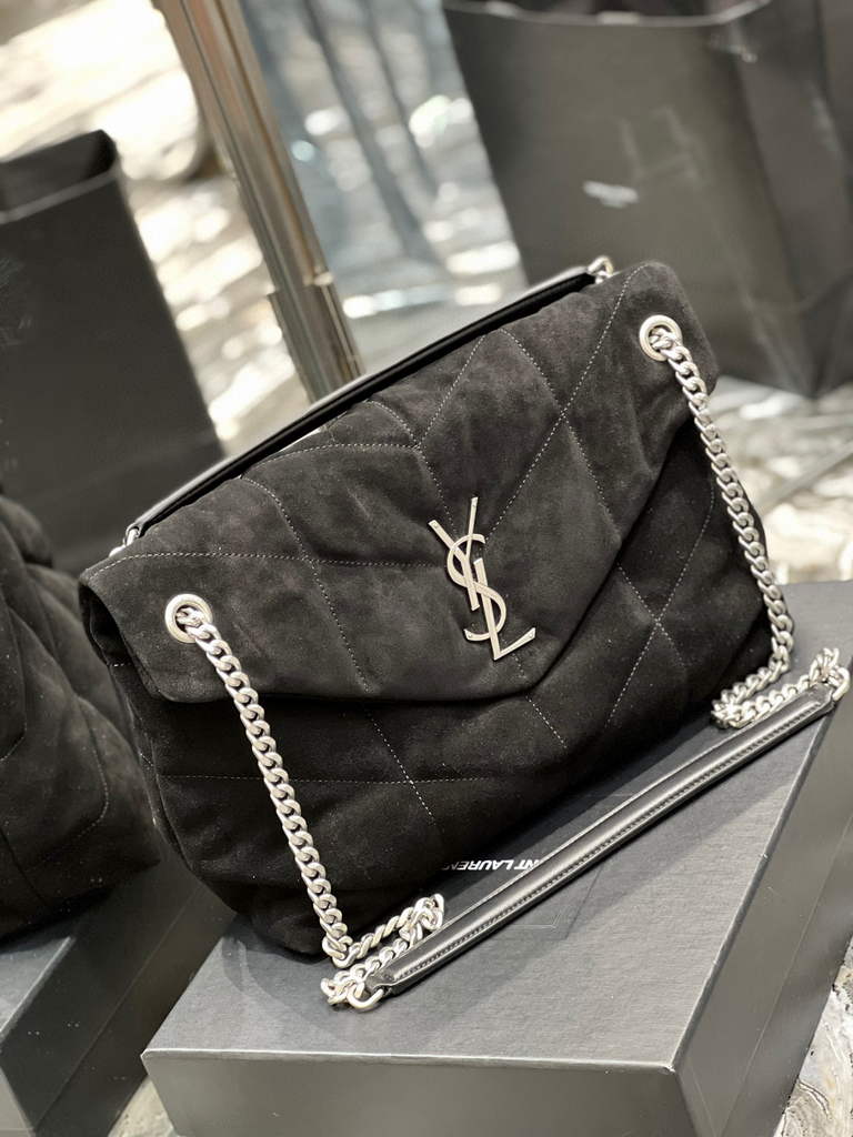 YSL 577475 Saint Laurent Puffer Medium Bag In Quilted Lambskin Leather Black