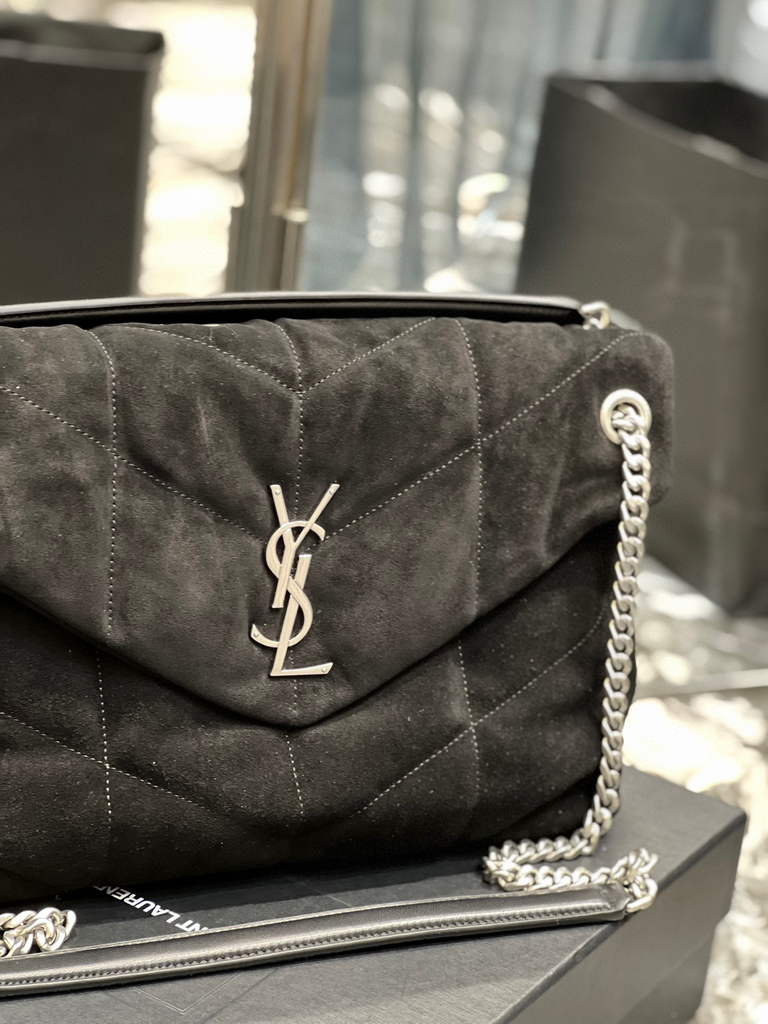 YSL 577475 Saint Laurent Puffer Medium Bag In Quilted Lambskin Leather Black