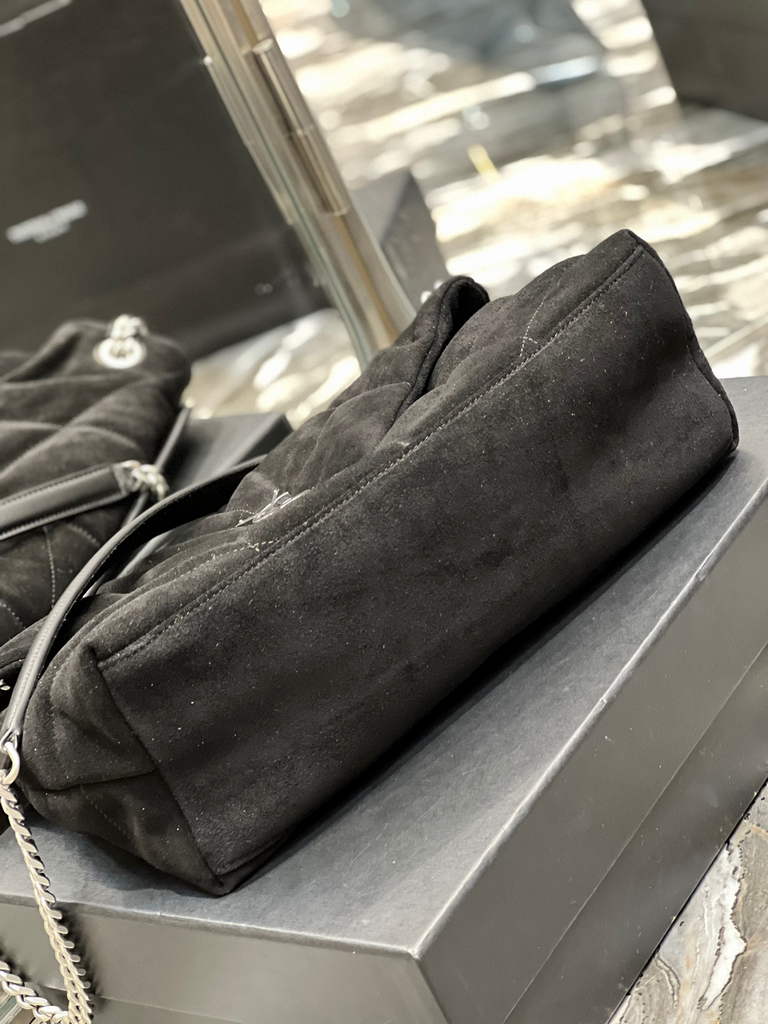 YSL 577475 Saint Laurent Puffer Medium Bag In Quilted Lambskin Leather Black