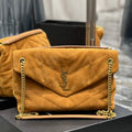 YSL 577475 Saint Laurent Puffer Medium Bag In Quilted Lambskin Leather Brown - Default Title - View 1