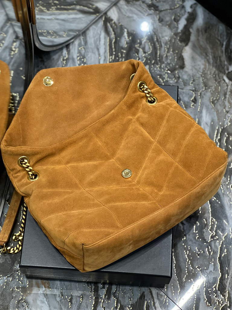 YSL 577475 Saint Laurent Puffer Medium Bag In Quilted Lambskin Leather Brown