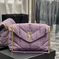 YSL 577475 Saint Laurent Puffer Medium Bag In Quilted Lambskin Leather Purple - Default Title - View 1