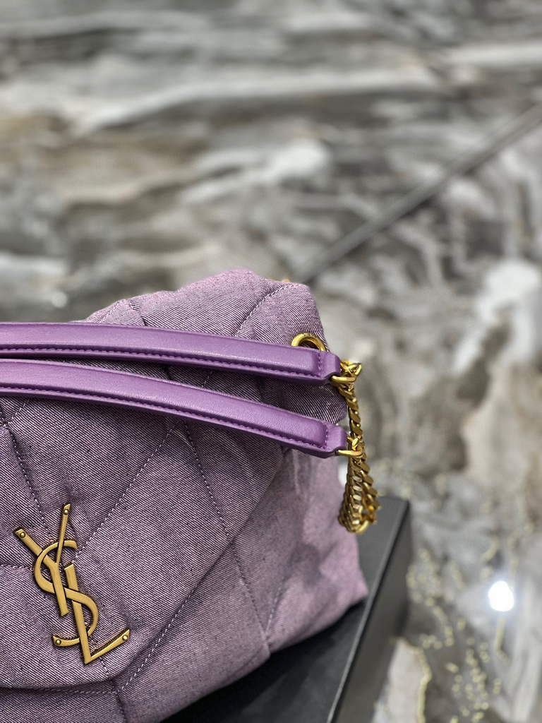 YSL 577475 Saint Laurent Puffer Medium Bag In Quilted Lambskin Leather Purple