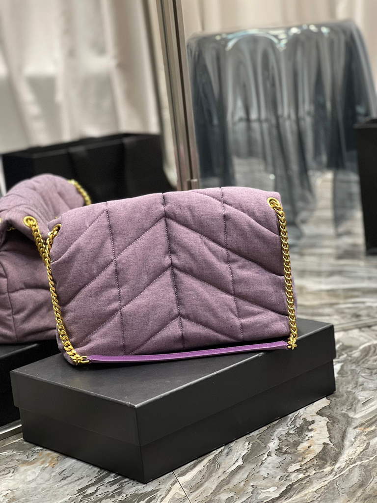 YSL 577475 Saint Laurent Puffer Medium Bag In Quilted Lambskin Leather Purple