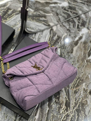 YSL 577475 Saint Laurent Puffer Medium Bag In Quilted Lambskin Leather Purple - Default Title - View 7