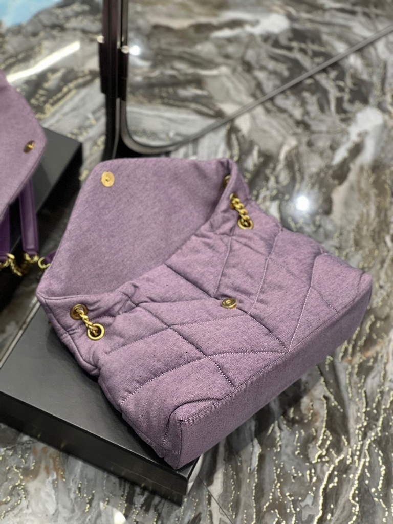 YSL 577475 Saint Laurent Puffer Medium Bag In Quilted Lambskin Leather Purple