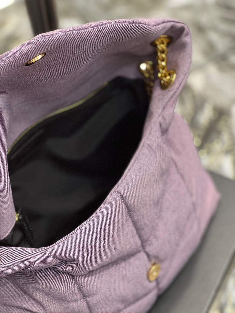 YSL 577475 Saint Laurent Puffer Medium Bag In Quilted Lambskin Leather Purple