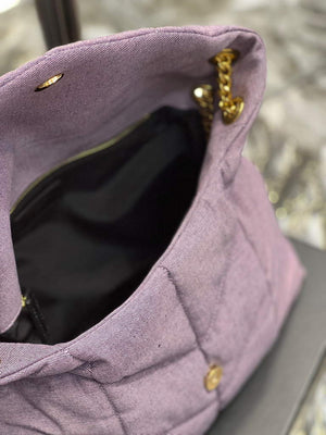 YSL 577475 Saint Laurent Puffer Medium Bag In Quilted Lambskin Leather Purple - Default Title - View 9