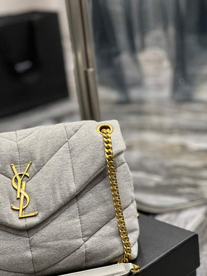 YSL 577476 Saint Laurent Puffer Small Bag In Quilted Lambskin Leather Grey - Default Title - View 4